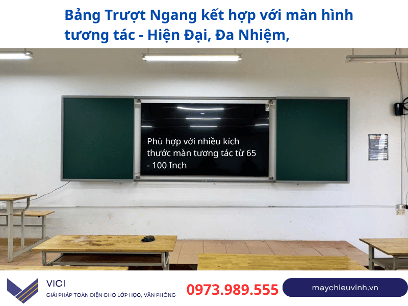 bảng trượt kết hợp với tivi hoặc màn hình tương tác