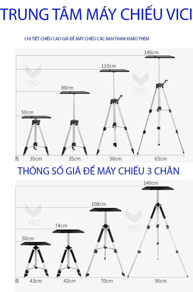 Kích thước giá để máy chiếu 3 chân