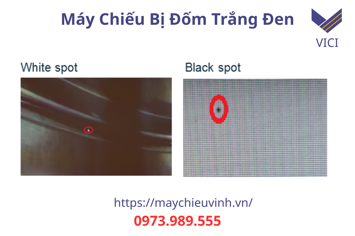 máy chiếu bị đốm trắng
